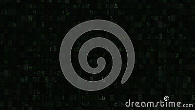 Random green text and numeric symbols on a computer screen, 3D rendering Stock Photo