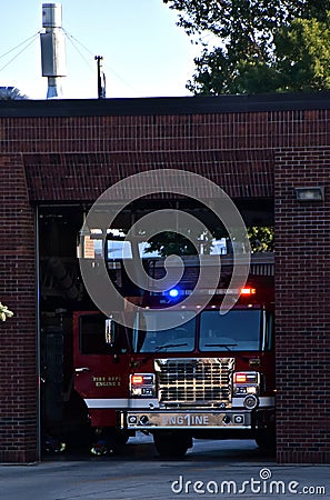 Flashing lights of a fire truck Editorial Stock Photo