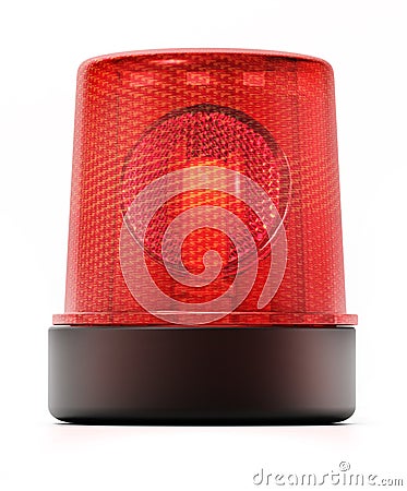 Flashing red alarm light isolated on white background. 3D illustration Cartoon Illustration