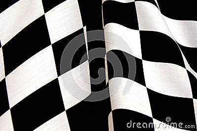 Flashing red and white lights set the scene of excitement as a blackandwhite car reaches the finish line. Speed drive Stock Photo