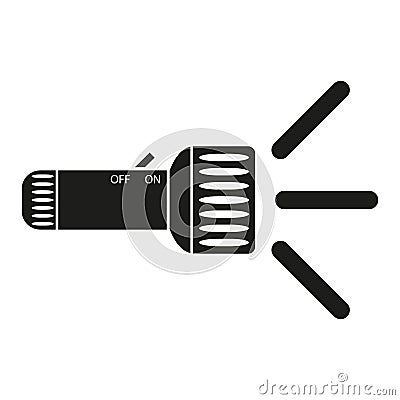 Flashlight with flash, rays of light. vector icon. The element is isolated on a light background. Vector Illustration