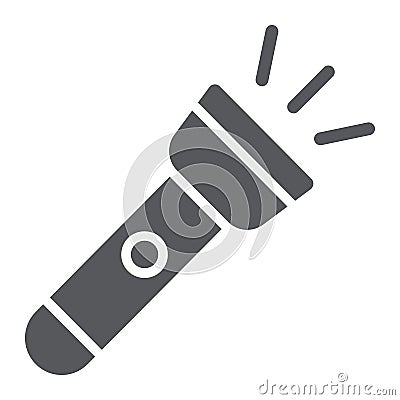 Flashlight glyph icon, light and electric, lamp sign, vector graphics, a solid pattern on a white background. Vector Illustration