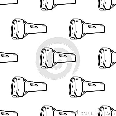 flashlight hand drawn sketch. Seamless pattern Vector Illustration