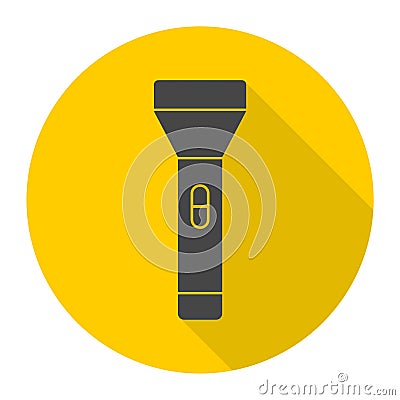 Flashlight Icon with long shadow Vector Illustration