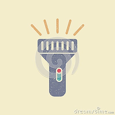 Flashlight icon in retro style. Vector simple flat graphic illustration. Vector Illustration