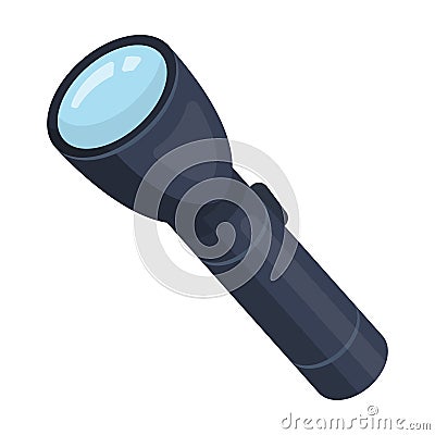 Flashlight, lighting facility for the detective. Outfit of a detective.Detective single icon in cartoon style rater Cartoon Illustration