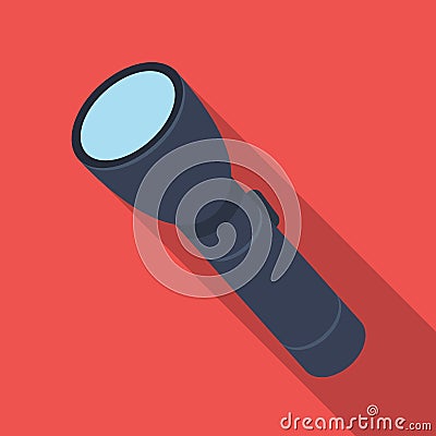 Flashlight, lighting facility for the detective. Outfit of a detective.Detective single icon in flat style vector symbol Vector Illustration