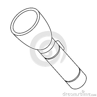 Flashlight, lighting facility for the detective. Outfit of a detective.Detective single icon in outline style vector Vector Illustration