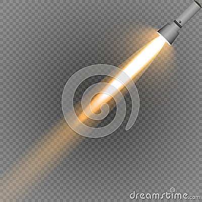 Flashlight in a transparent background. Vector Illustration