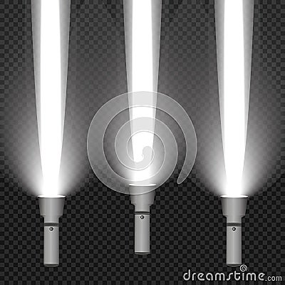 Flashlight in a transparent background. Vector Illustration