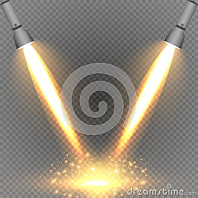 Flashlight in a transparent background. Vector Illustration