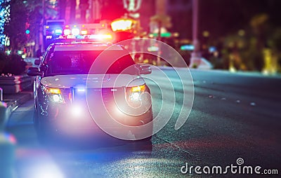 Flashy Police Cruiser Emergency Assistance Stock Photo