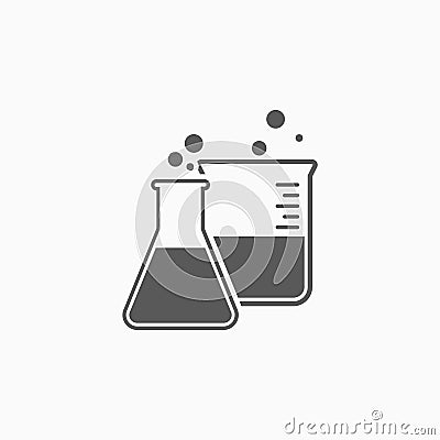 Flask and beaker icon, flask, beaker, science, laboratory Vector Illustration