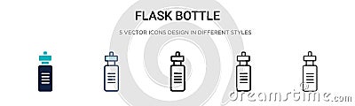 Flask bottle icon in filled, thin line, outline and stroke style. Vector illustration of two colored and black flask bottle vector Vector Illustration