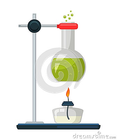 Flask on chemical burner flat vector illustration Vector Illustration