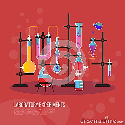 Flask chemistry equipment for laboratory or lab Vector Illustration