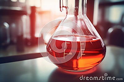 Flask glassware beaker tube chemical reagent. Pharma medicine health experiment liquid dangerous poisonous research Stock Photo