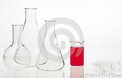 Flasks in the chemical laboratory Stock Photo