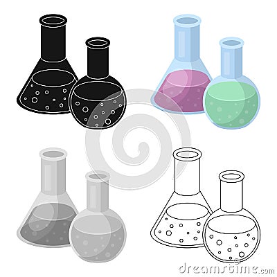 Flasks with reagents. Chemistry in school. Chemically, experiments.School And Education single icon in cartoon style Vector Illustration