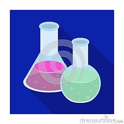 Flasks with reagents. Chemistry in school. Chemically, experiments.School And Education single icon in flat style vector Vector Illustration