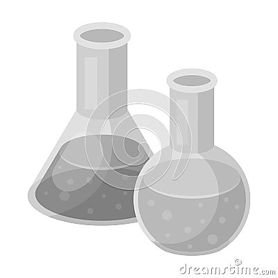 Flasks with reagents. Chemistry in school. Chemically, experiments.School And Education single icon in monochrome style Vector Illustration