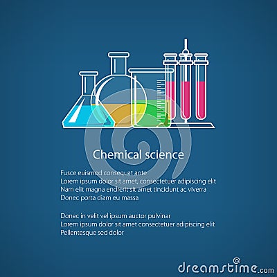 Flasks and Test-tube, Poster Vector Illustration