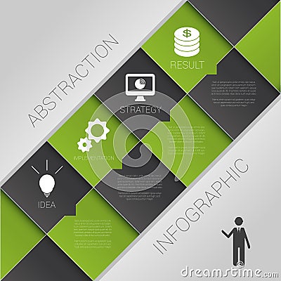 Flat abstract infographics dark green business vector with icons Vector Illustration