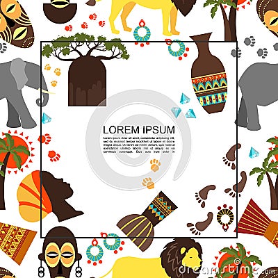 Flat African Ethnic Seamless Pattern Vector Illustration