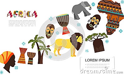 Flat African Traditional Elements Template Vector Illustration