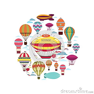 Flat Air Travel Round Concept Vector Illustration