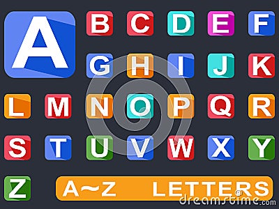 Flat alphabet Long shadow icons Vector Illustration