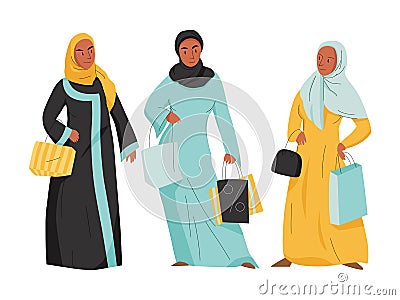 Flat Arab Women Vector Illustration