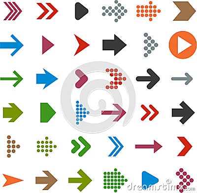Flat arrow icons. Vector Illustration