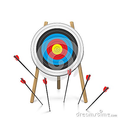 Flat arrows missed hitting target cartoon mark Vector Illustration