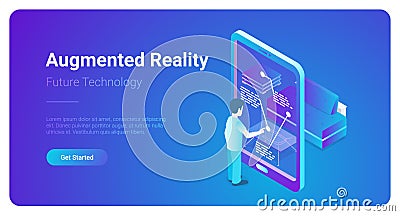 Flat augmented realty VR Virtual Reality vector. M Vector Illustration