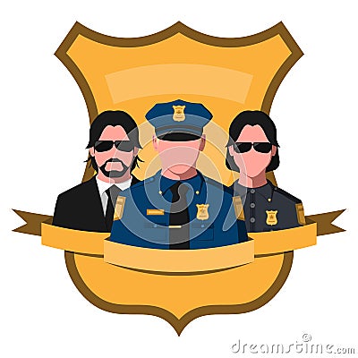 Flat avatar of police team Vector Illustration