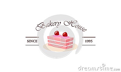 Flat bakery logo, bakery badge logo vector Vector Illustration