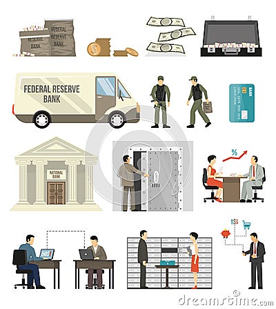 Flat Banking Set Vector Illustration