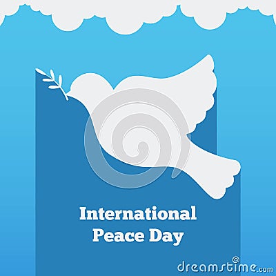 Flat banner with a dove, the international day of peace design illustration Cartoon Illustration