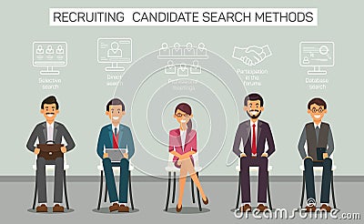 Flat Banner Recruitment Candidate Search Methods. Vector Illustration