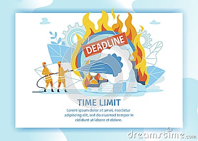 Flat Banner Time Limit Deadline Vector Cartoon. Vector Illustration