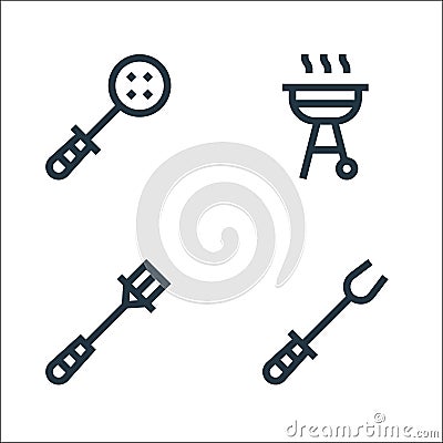 flat barbecue line icons. linear set. quality vector line set such as barbecue, basting brush Vector Illustration