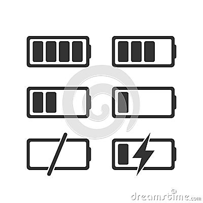 Flat battery charge icons Vector Illustration