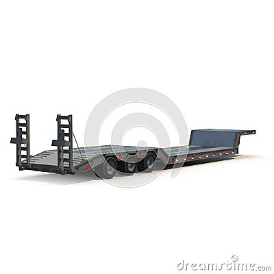 Flat Bed Semi Trailer on white 3D Illustration Stock Photo