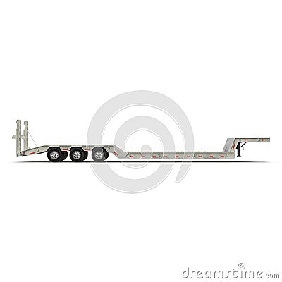 Flat Bed Semi Trailer on white 3D Illustration Stock Photo