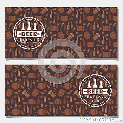 Flat beer fest party vector horizontal banner set template Vector Illustration