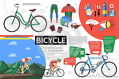 Flat Bicycle Infographic Template Vector Illustration