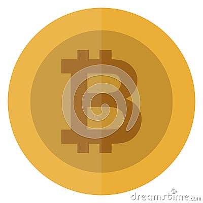 Flat bitcoin currency. Cryptocurrency round coin. Electronic money. Casino currency. Gambling coin, vector illustration isolated. Vector Illustration