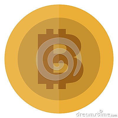 Flat bitcoin currency. Thick. Cryptocurrency round coin.Electronic. Casino currency. Gambling coin, vector illustration isolated. Vector Illustration