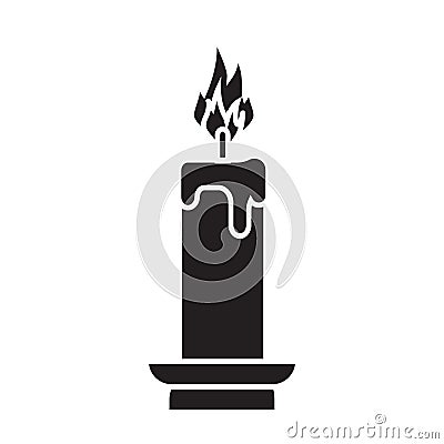 Flat black candle icon Vector Illustration